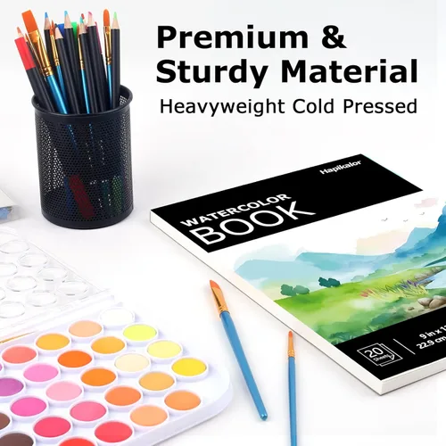 Miniatura 4 de Bloc de papel de acuarela, papel de acuarela de 9 x 12 pulgadas, libro de papel de dibujo de pintura de artista de 140 libras/10.58 oz/m²