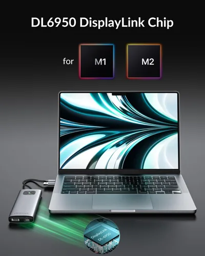 Miniatura 3 de GiGimundo LK10 - Estación de acoplamiento para portátil 10 en 1 con monitor doble, USB C Hub Dual 4K a 60Hz HDMI, 2 DP, 3 USB A, 100W PD, Ethernet