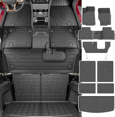 Miniatura 50 de powoq Tapete de suelo compatible con Honda Pilot 2016-2022 con alfombrilla de respaldo, forro de carga de repuesto para accesorios Honda Pilot