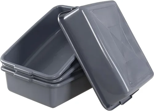 Miniatura 7 de Drephia Paquete de 4 tinas de autobús de 13 L de utilidad comercial, caja de autobús de plástico, recipiente de carne de carnicero de grado