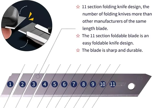 Miniatura 4 de Cuchillas de repuesto de cuchillo utilitario de 0.709 in, cuchillas de acero SK4 a presión de 60 grados para cuchillos de corte retráctiles, hobby