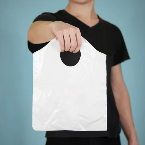 Miniatura 2 de Bolsos al por menor de la manija superior de la onda, blanco, polietileno, manija cortada con tintas lleva a cabo los bolsos