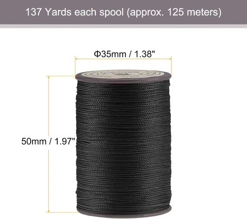 Miniatura 2 de uxcell Hilo encerado fino de 137 yardas, 0.022 in de diámetro, de poliéster, con revestimiento de cera, para coser a máquina, bordar, acolchar a