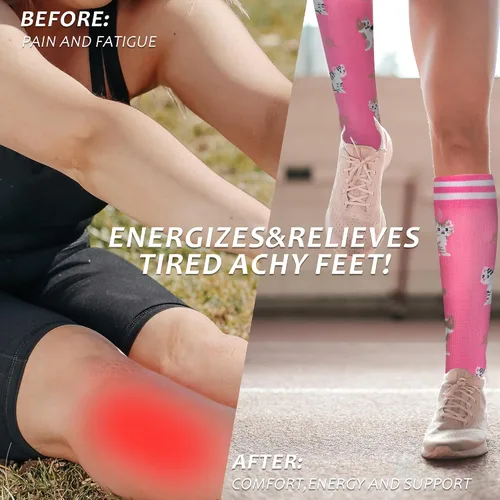 Miniatura 4 de fenglaoda Calcetines de compresión para mujeres y hombres, 6 pares, hasta la rodilla, mejor apoyo para correr, viajar, vuelo, enfermera