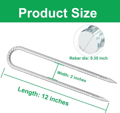 Miniatura 2 de Estacas de viento para trampolines de 12 pulgadas, estacas de refuerzo en forma de U, resistentes, anclaje de seguridad para suelo de acero