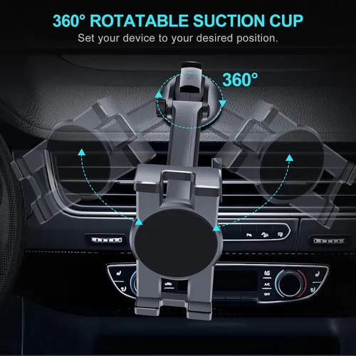 Miniatura 6 de Vadaxx Soporte para tablet de automóvil y parabrisas, soporte giratorio de 360° para iPad Pro 12.9/11/10.5/Air/Mini 6/5/4, Galaxy Tab, iPhone 16/15