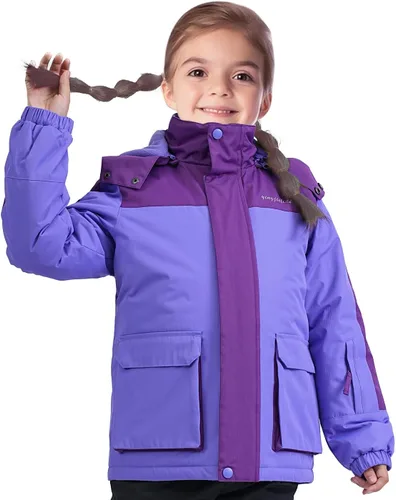 Miniatura 27 de Chaqueta de esquí impermeable para niñas, chaqueta de snowboard para exteriores, resistente al viento, con forro polar, abrigo de nieve cálido