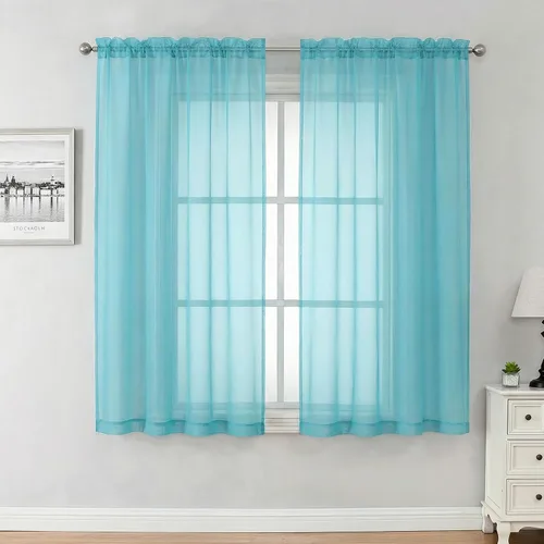 Miniatura 74 de Aiyufeng 2 paneles de cenefa transparente negra de 14 pulgadas de largo, cortinas cortas negras transparentes para dormitorio, cortinas de cocina