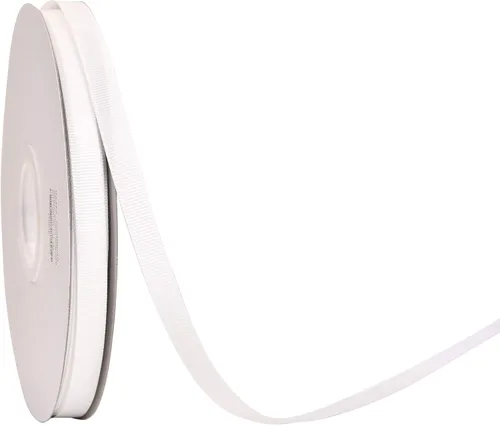 Miniatura 100 de YAMA Rollo de cinta de grogrén sólido, 1 pulgada, 25 yardas para cintas de envoltura de regalos, color blanco