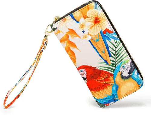 Miniatura 136 de Cartera de mano para mujer, estilo bohemio, con RFID, elegante, espaciosa con correa para viajes, capacidad para tarjetas, teléfono, dinero