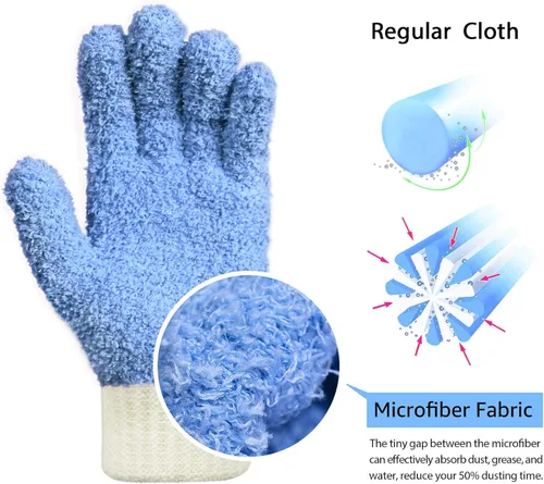 Miniatura 2 de MIG4U Guantes de limpieza de microfibra para el hogar, guantes para limpiar persianas, ventanas, contraventanas, muebles y coche, reutilizables, sin