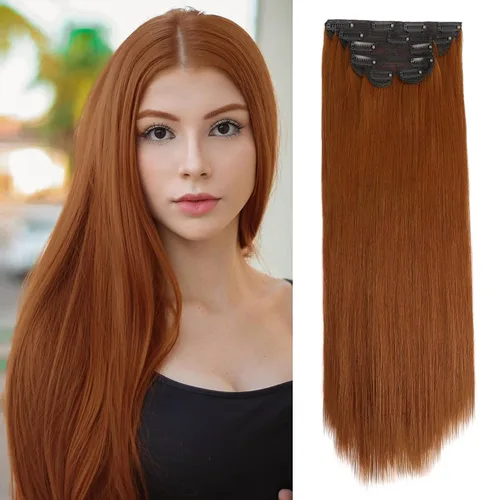 Miniatura 21 de WECAN Extensión de cabello con clip, de 20 pulgadas, mezcla de rubio ceniza y rubio decolorado, 6 piezas, extensiones de cabello largo ondulado