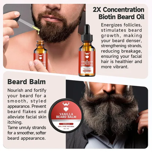 Miniatura 6 de Kit de Crecimiento de Barba MistySprite - Concentración 2X de Biotina para Hombres, Ingredientes Naturales con Aceite de Argán, Aceite de Jojoba