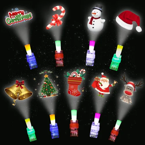 Recuerdos de fiesta de Navidad para niños, 36 piezas de luces LED para dedos, rellenos de calcetines de Navidad para niños, anillos iluminados,