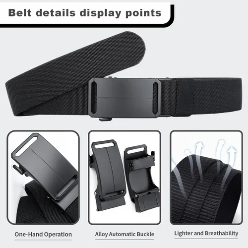 Miniatura 2 de 1.5" Tactical Ratchet Belt for Men, Adjustable Nylon Stretch Strap, Trim to Fit 27"-52" Waist (124cm/150cm)