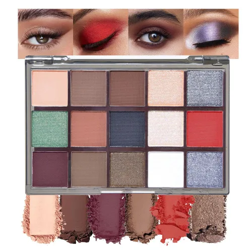 Miniatura 11 de Paleta de sombra de ojos neutra, paleta de sombras de ojos color crema de bronce marrón mate, paletas de maquillaje para mujeres, sombras de ojos