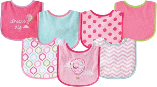 Miniatura 19 de Luvable Friends Baby Cotton Terry Drooler Bibs with PEVA Back, Transportation, One