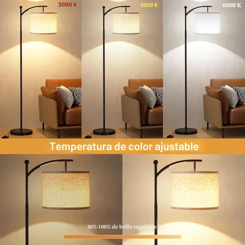 Miniatura 4 de Ambimall Lámpara de pie de 60 pulgadas con control remoto y bombilla regulable continua, temperatura de colores y brillo ajustables, lámparas de pie