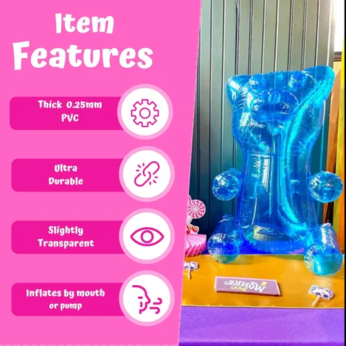 Miniatura 4 de 4E's Novelty 2 ositos inflables de goma enormes de 24 pulgadas, decoraciones de fiesta de Candyland para niñas, recuerdos de fiesta de cumpleaños
