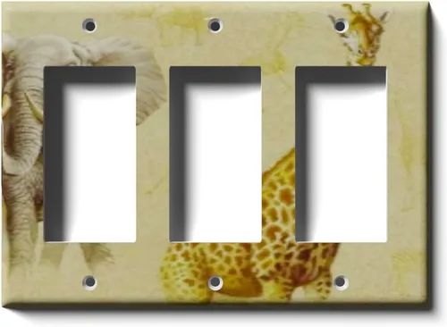 Miniatura 7 de Placa decorativa de salida - Jirafa y elefante en faros - Receptáculo doble dúplex