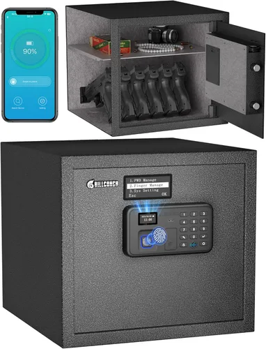 Caja de seguridad inteligente BILLCONCH para múltiples pistolas - Caja fuerte con cerradura biométrica automática y pantalla LCD/guía de