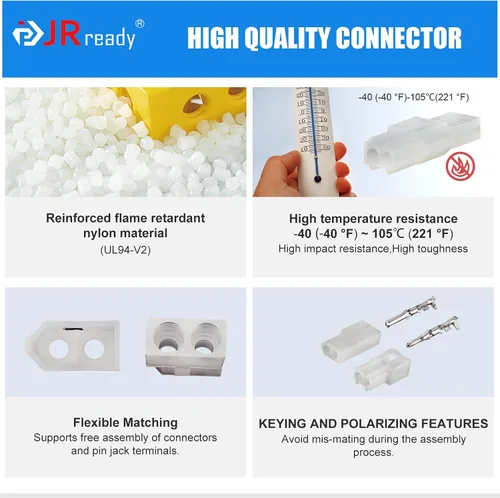 Miniatura 6 de JRready ST6480 Kit de clavijas de conector eléctrico de 2, 3, 4, 6, 9 y 12 pines con herramienta extractora de terminales de crimpado. 160 juegos.