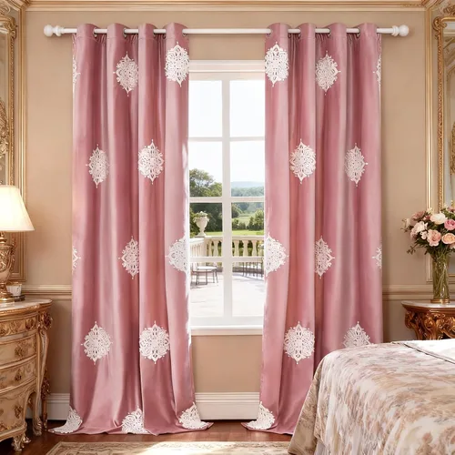 Miniatura 12 de VOGOL Cortinas opacas bordadas para sala de estar, paneles de cortina de terciopelo azul para dormitorio, 52 x 63 pulgadas, 2 paneles