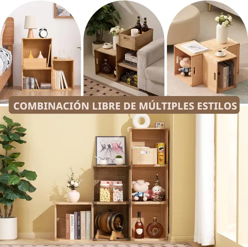 Miniatura 6 de KIRIGEN Cubo de Almacenamiento de Madera Apilable /Cesta/ Contenedores Organizador para Hogar Libros Ropa Juguetes Sistema de Almacenamiento Modular