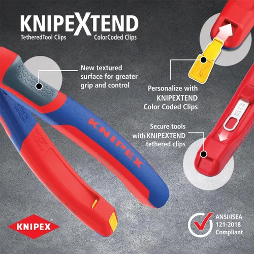 Miniatura 4 de Knipex Tools 13 82 8, Alicates de instalación eléctrica 6 en 1 con mango de agarre cómodo, Rojo y Azul