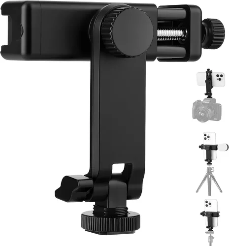 Soporte universal de trípode para teléfono celular, soporte de zapata caliente para cámara con abrazadera de rotación de 360 grados, orificio de