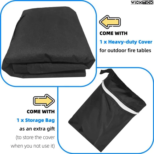 Miniatura 7 de WICKTICK Funda rectangular para mesa de fogata de gas de 44 x 28 pulgadas, cubierta para mesa de fuego resistente al agua 600D de servicio pesado
