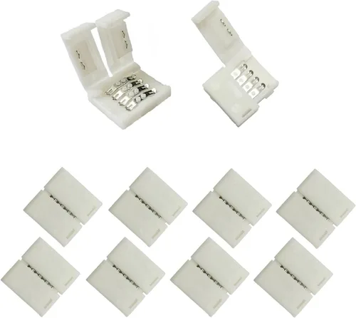 10 unids 4 Pin RGB LED tira de luz conector 0.394 in tira a tira sin soldadura conector para SMD 5050 Multicolor LED tira