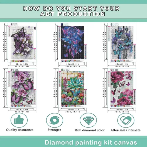 EWJRNSF Paquete de 6 kits de pintura de diamantes 5D para adultos principiantes, juegos de arte de diamantes, pintura de gemas y manualidades, B 6