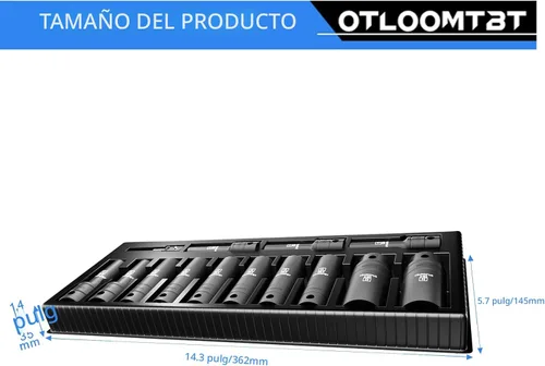 Miniatura 9 de OTLOOMTBT Juego de 14 piezas de 1/2 pulgada de enchufes de impacto súper resistentes y duraderos, enchufes profundos métricos gruesos de grado