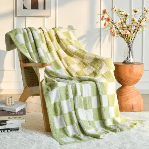 Miniatura 11 de Manta a Cuadros, Mantas Suaves y Acogedoras para Sofá Cama, Manta de Picnic de Viaje a Cuadros Esponjosa Ligera y Cómoda, Regalos para Sofá Silla