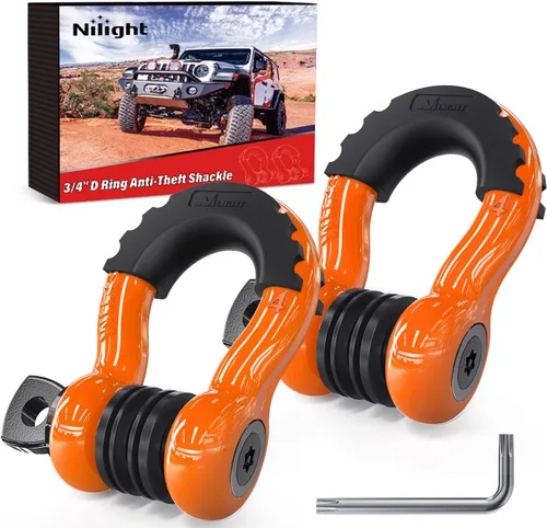 Miniatura 31 de Nilight - 2 grilletes en forma de anilla en D de 3/4 pulgadas con tornillo pasador de 7/8 pulgadas, 41 887 libras, resistentes a la rotura