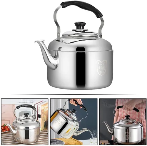 Miniatura 7 de Luxshiny Hervidor de té de gran capacidad, tetera silbante, cómoda manija aislada, hervidor de agua de acero inoxidable de grado alimenticio