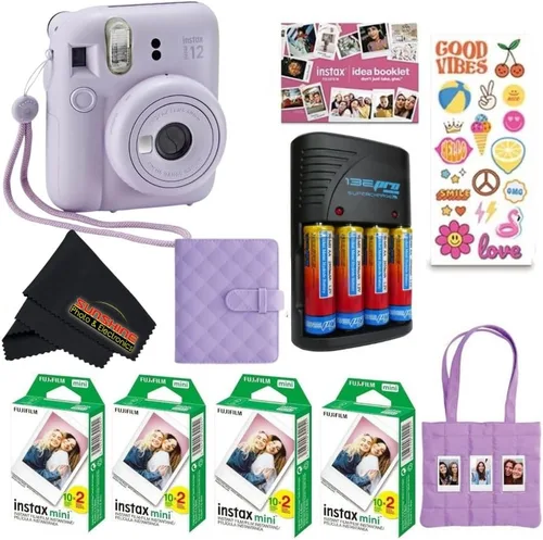 Miniatura 11 de FUJIFILM INSTAX Mini 12 Holiday Bundle 2025 con película extra Instax Mini + 4 pilas AA y paño de limpieza de microfibra Sunshine Photo