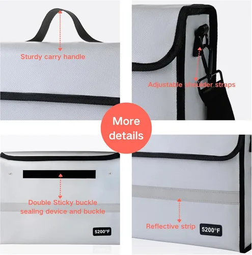 Miniatura 4 de Bolsa de documentos ignífuga – Caja de documentos impermeable ignífuga para documentos y dinero en efectivo Organizador de documentos ignífugo