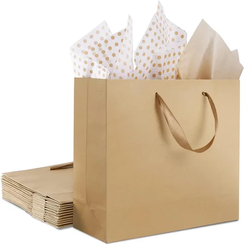 Miniatura 13 de Bolsas de regalo negras extragrandes de 15.7 pulgadas para regalos con papel de seda y asas de cinta para compras, pequeñas empresas, fiestas