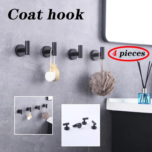 Miniatura 3 de GERZWY Gancho de baño negro mate para abrigos, SUS 304 de acero inoxidable para toalla/bata, gancho para ropa para baño, cocina, estilo moderno