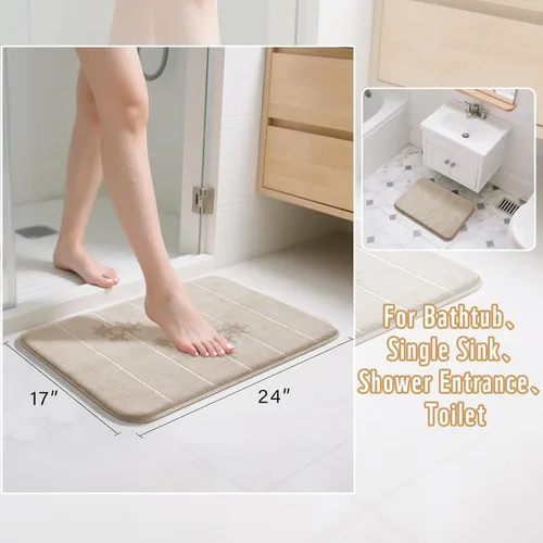 Miniatura 2 de Yimobra Tapete de baño de espuma viscoelástica, súper suave, absorbente, antideslizante, de secado rápido, lavable a máquina, tapete para bañera