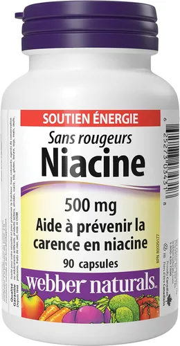 Miniatura 2 de Webber Naturals Cápsula de vitamina B3 de niacina sin enjuague, 500 mg 90