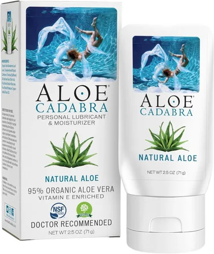 Aloe Cadabra Lubricante personal a base de agua natural e hidratante vaginal, lubricante de aloe orgánico para hombres, mujeres y parejas, no