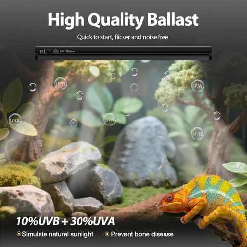 Miniatura 7 de T5 HO 10.0 - Luz UVB para reptiles, kit combinado de lámpara de 24 W con salida UVB conmutable 5.0 y 10.0, tubo fluorescente de 22 pulgadas, luz