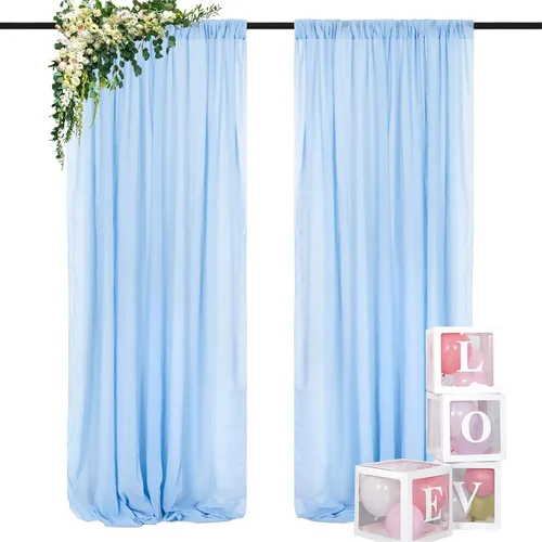 Miniatura 50 de DUOBAO Cortina de gasa rosa, 2 paneles de 29 x 96 pulgadas, cortinas de telón de fondo de boda, cortinas de playa transparentes para sala de estar