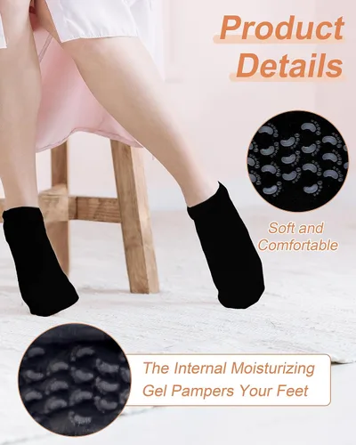 Miniatura 3 de Calcetines hidratantes, 2 pares de calcetines de loción para pies secos y agrietados para mujeres, calcetines hidratantes de pies, calcetines