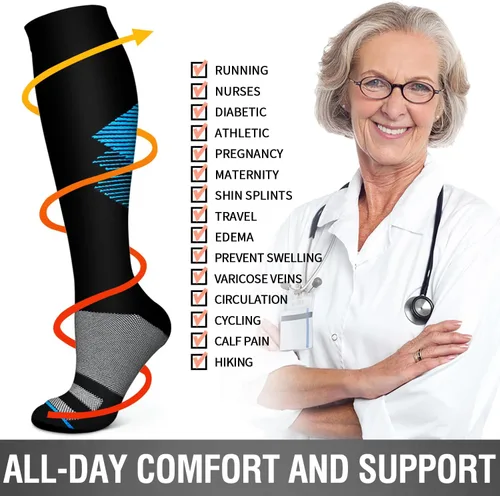 Miniatura 100 de 6 Pack Copper Compression Socks for Women and Men Circulation-Best Support for Medical, Running,Nursing,Athletic