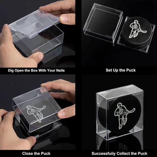 Miniatura 3 de Soporte para discos de hockey de 12 unidades – vitrinas cuadradas de disco de hockey en forma de cubo, soporte de disco de hockey transparente de 2