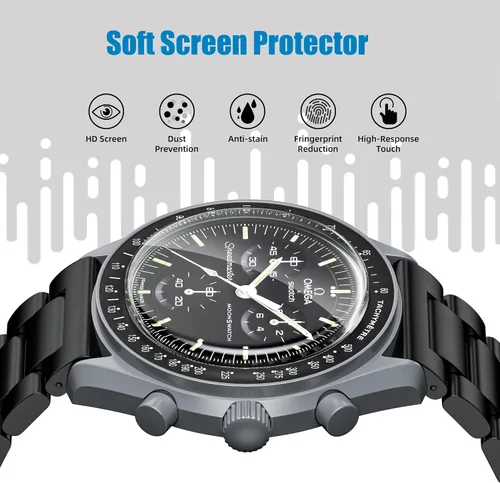 Miniatura 3 de Stanchev Protector de cristal para Moonswatch, protector de pantalla de TPU suave antiarañazos, compatible con Swatch Omega Moonwatch, protector